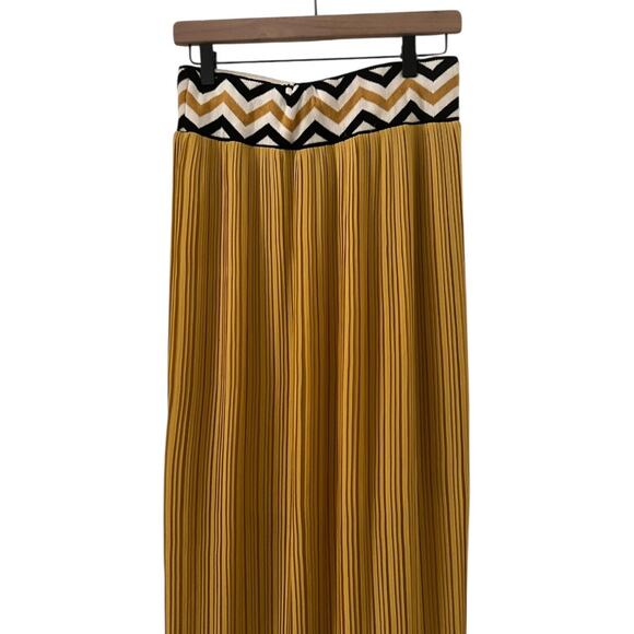 Dear Creatures Anthropologie Pleated Mustard Yellow Maxi Skirt Size M - Picture 4 of 9